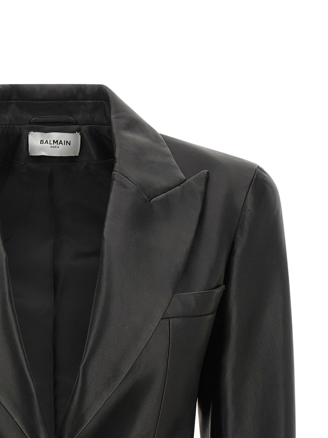 Balmain Leather Blazer Puffer Jackets - Nero | 573546adb06144603ef461863b5f11a6eb80c975