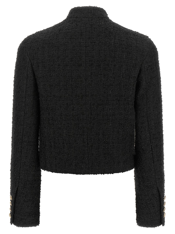 Balmain Double-Breasted Tweed Short Jacket BlazerS - Nero | 34909cfd6051018f5a9eba06dc33b80b59b976a7