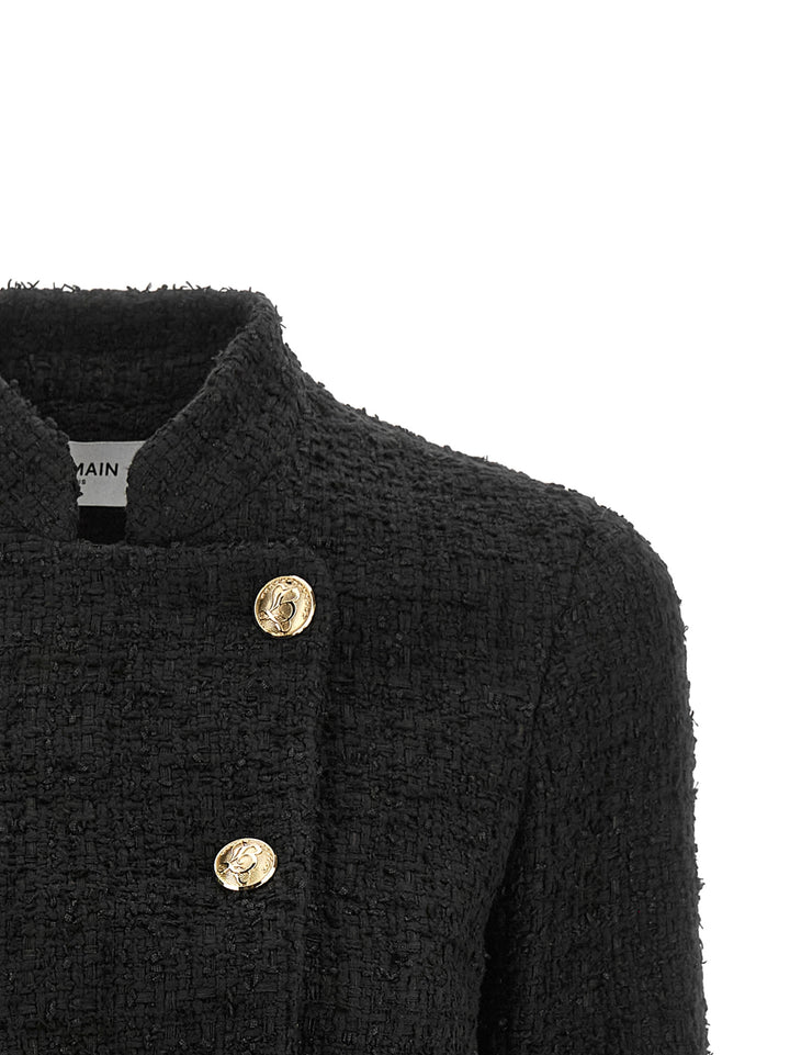 Balmain Double-Breasted Tweed Short Jacket BlazerS - Nero | dd288fd94aa18705725ec99d0e11b383d3ea7fab