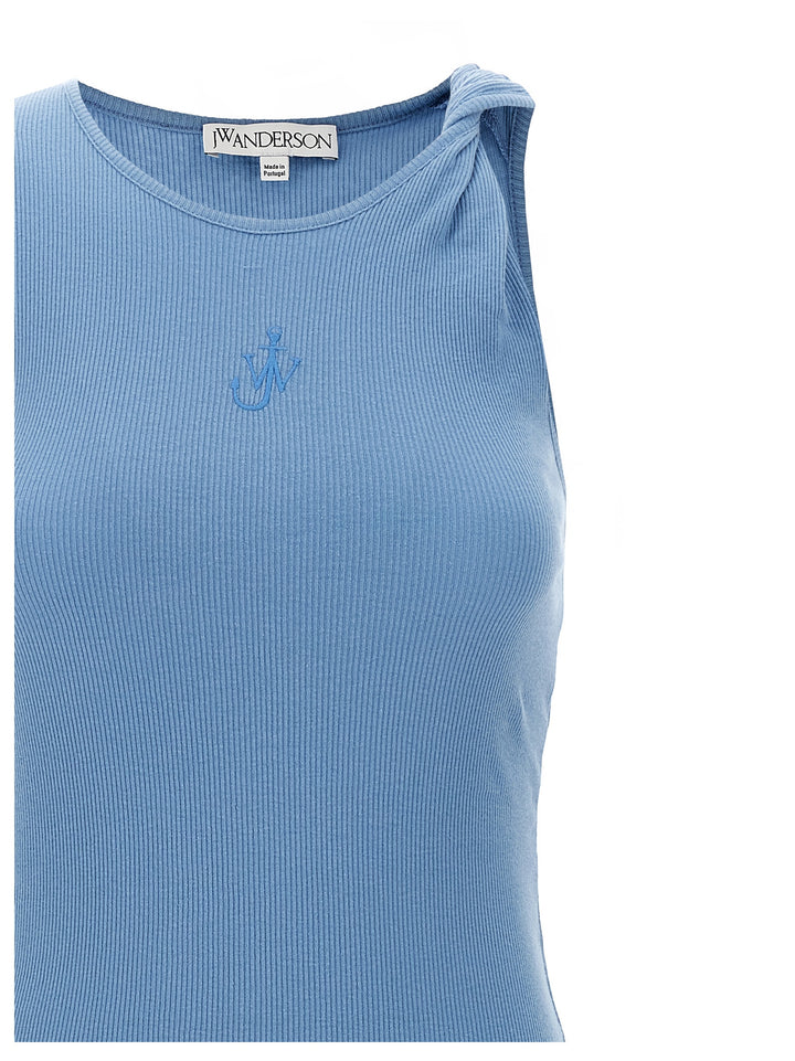 J.W. Anderson Logo Ribbed Dress Abiti - Celeste | a7db2d3b96bd57c66492088238258a88a1381dda