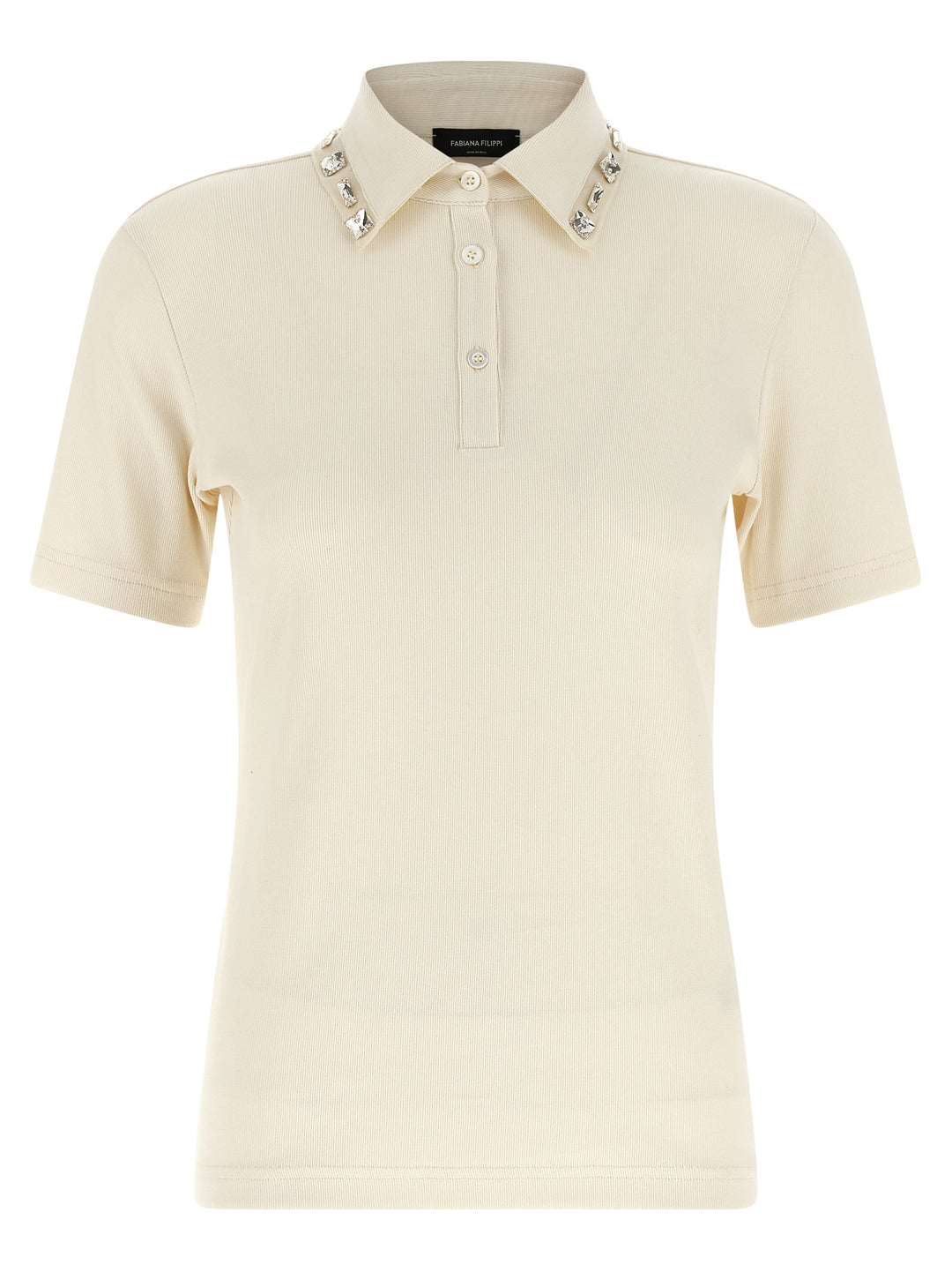 Fabiana Filippi Crystal Collar  Shirt Polo - Beige | c7255b7790accd4eb24d40e9a0ac4a2c070e3895