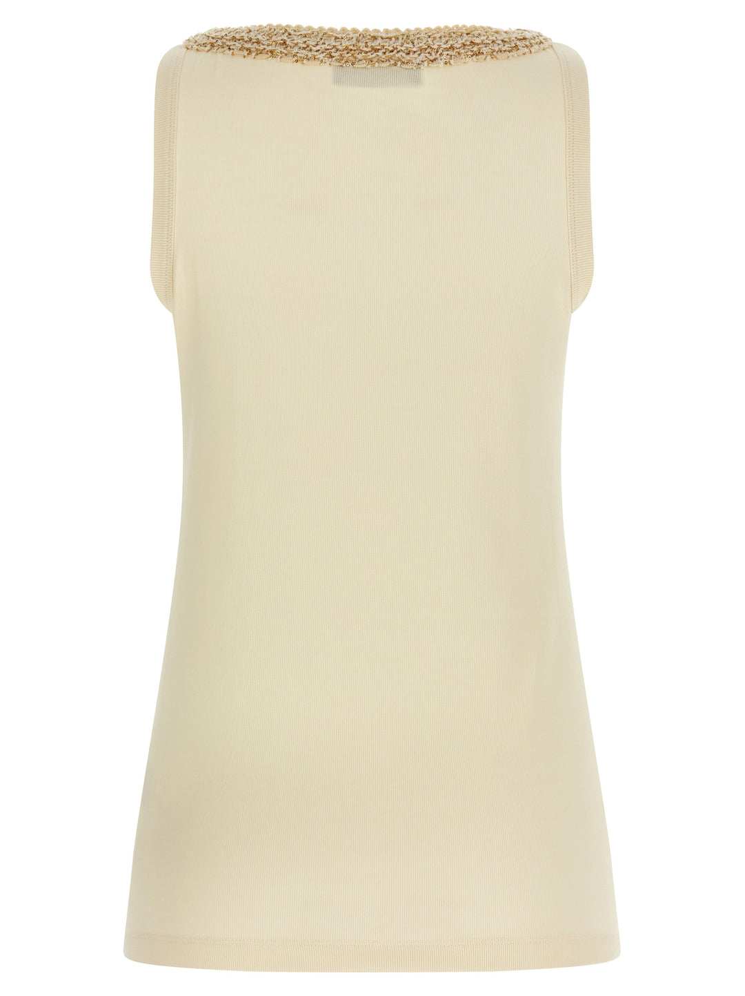 Fabiana Filippi Tweed Insert Top Top - Beige | bf08453caec421aca066f24f5b46416221758a1e