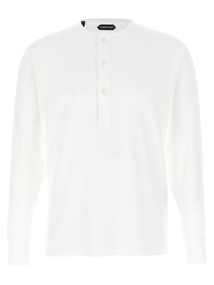Tom Ford Ribbed Cotton T shirt - Bianco | 8212430e251052e0039943fcddc1cf6e9b7568dc