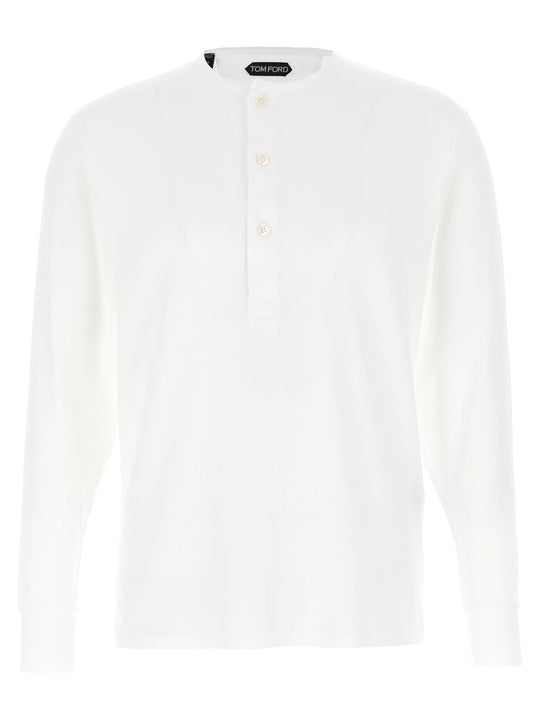 Ribbed Cotton T Shirt Bianco