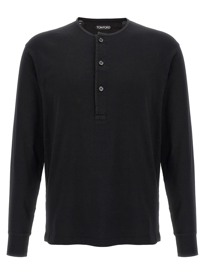 Tom Ford Ribbed Cotton T shirt - Nero | cf43a33457c09ef2c7ce8905c6ed182a73accb10