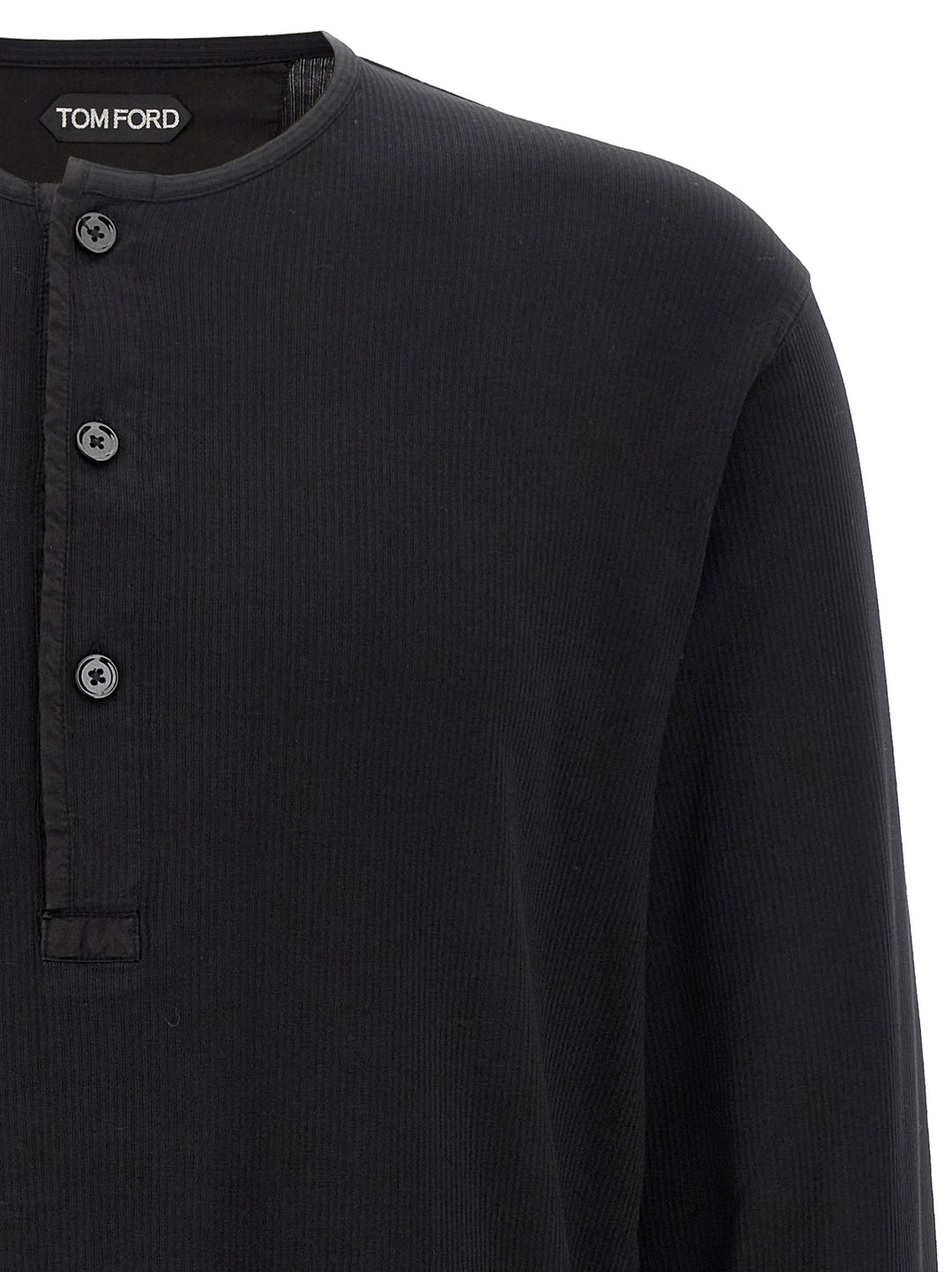 Tom Ford Ribbed Cotton T shirt - Nero | 7bcd89837109cfda1f6ad355be19e61a0b5d7b21