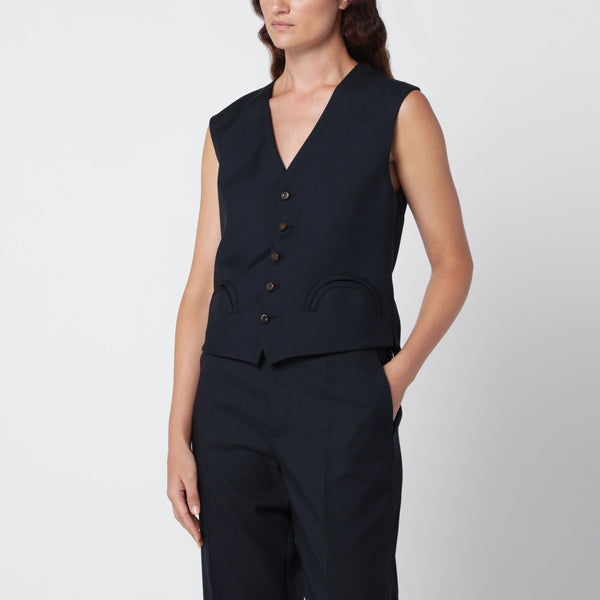Feral Weste aus Navy Wolle und Mohair