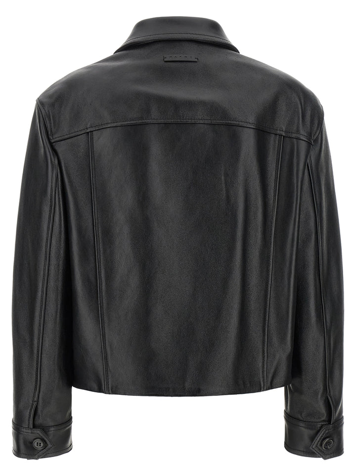 Marni Leather And Suede Jacket Puffer Jackets - Nero | 39ef3939932e7f9db3fde25dadc6e0bf38d60248