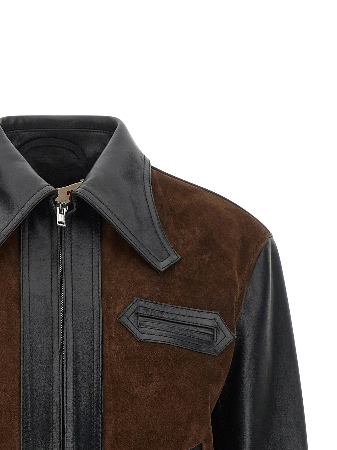 Marni Leather And Suede Jacket Puffer Jackets - Nero | 8c084e54690af6e7730669293708ba093555f9ef