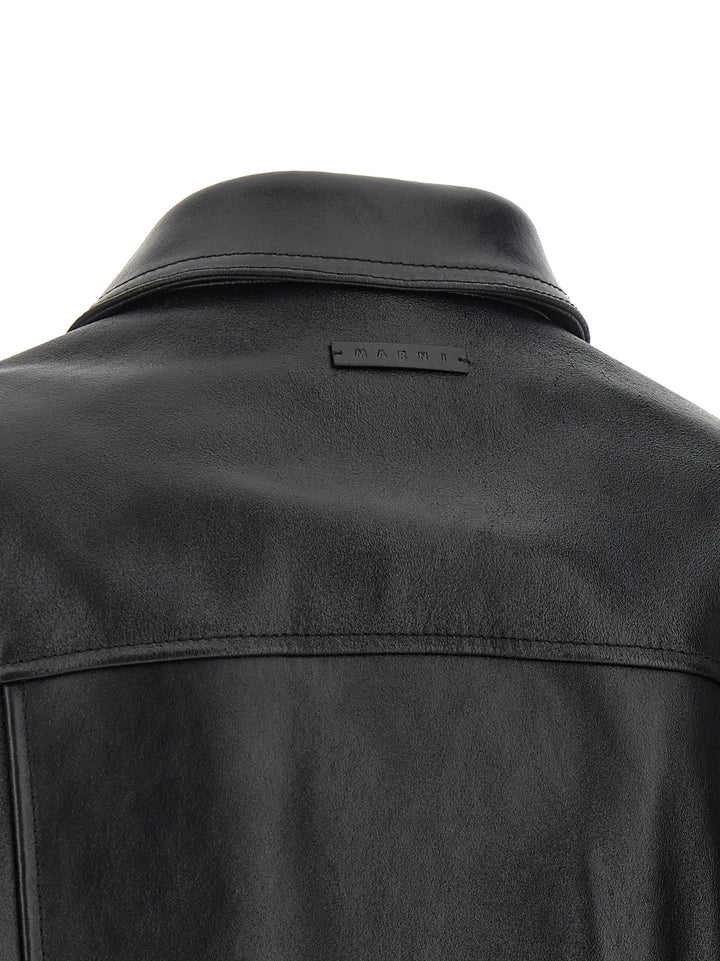 Marni Leather And Suede Jacket Puffer Jackets - Nero | 966fd50cbd72efcc86a742dba9ea88757221d88b