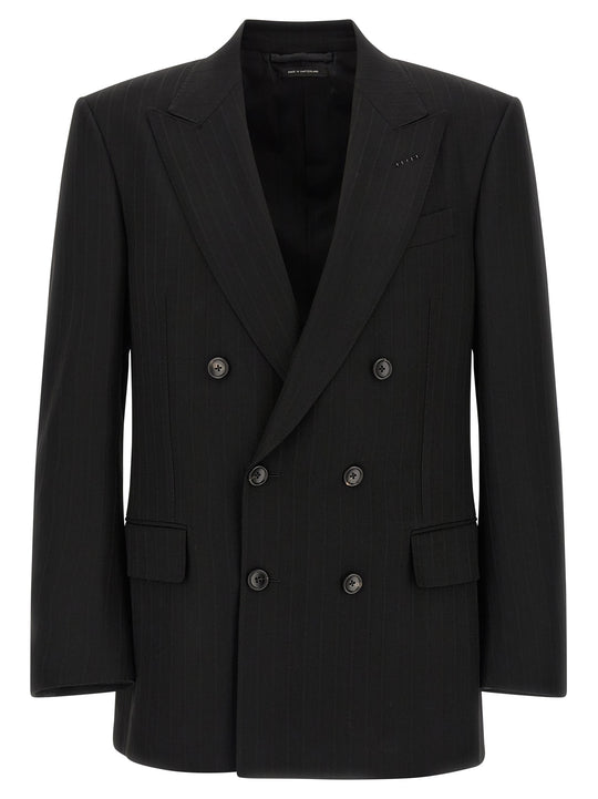 Satin Striped Blazer Nero