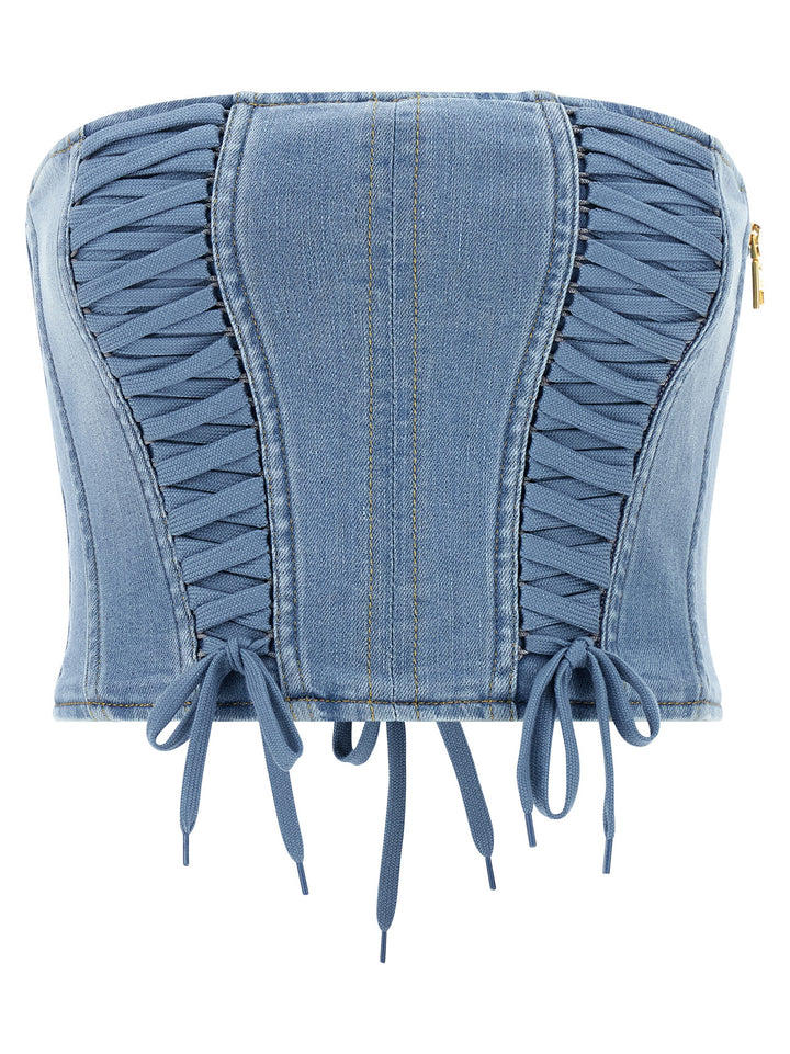 Elisabetta Franchi Bustier Top Top - Celeste | 8f32097a4021e32b047e554270f2eff1cdc945e5