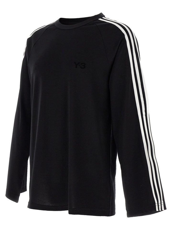 Y-3 Y-3 Long Sleeve Tee 3-Stripes T shirt - Bianco/Nero | f13630d8d33dbb9e6a4b36d0df449a519b3b5079
