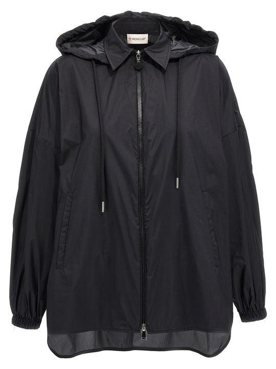 Ruffled Windbreaker Puffer Jackets Nero