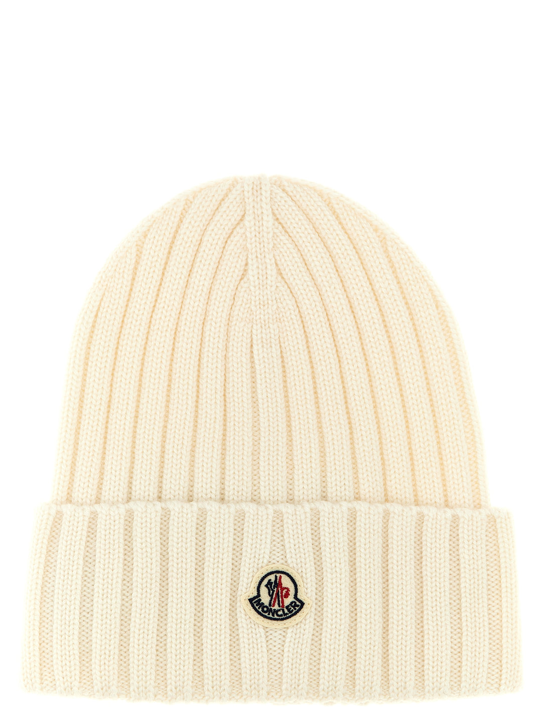 Moncler Logo Patch Beanie Cappelli - Bianco | be4b6db0f8855980d73e97c38953b5807c111a55