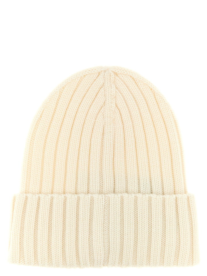 Moncler Logo Patch Beanie Cappelli - Bianco | 94cf7f00b31139eb2b7372dadbe30fe42c85314f