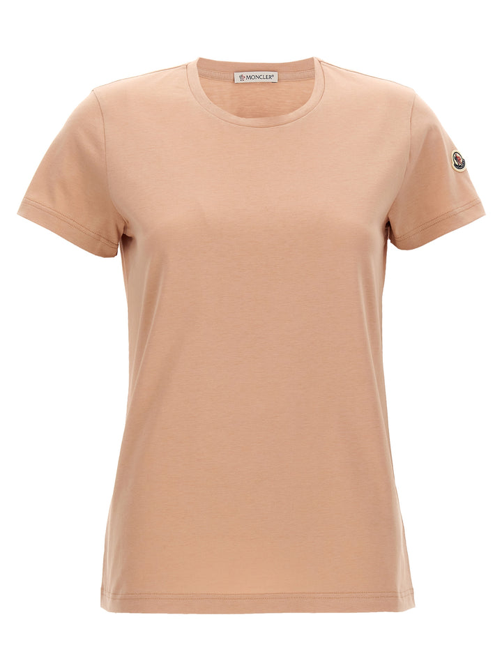 Moncler Logo Patch T shirt - Rosa | df4214609ee355f23ebe9138324912d1321e9938