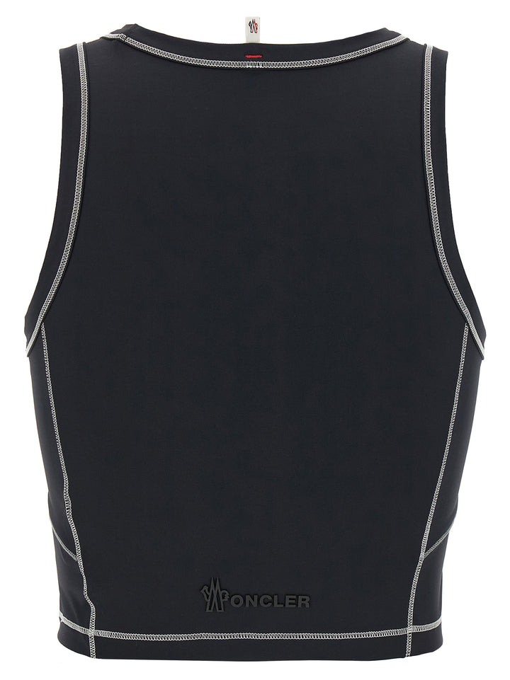 Moncler Grenoble Logo Patch Sporty Top Top - Nero | 75344f608e4d454f4380294cc0309eb36e50fe1c