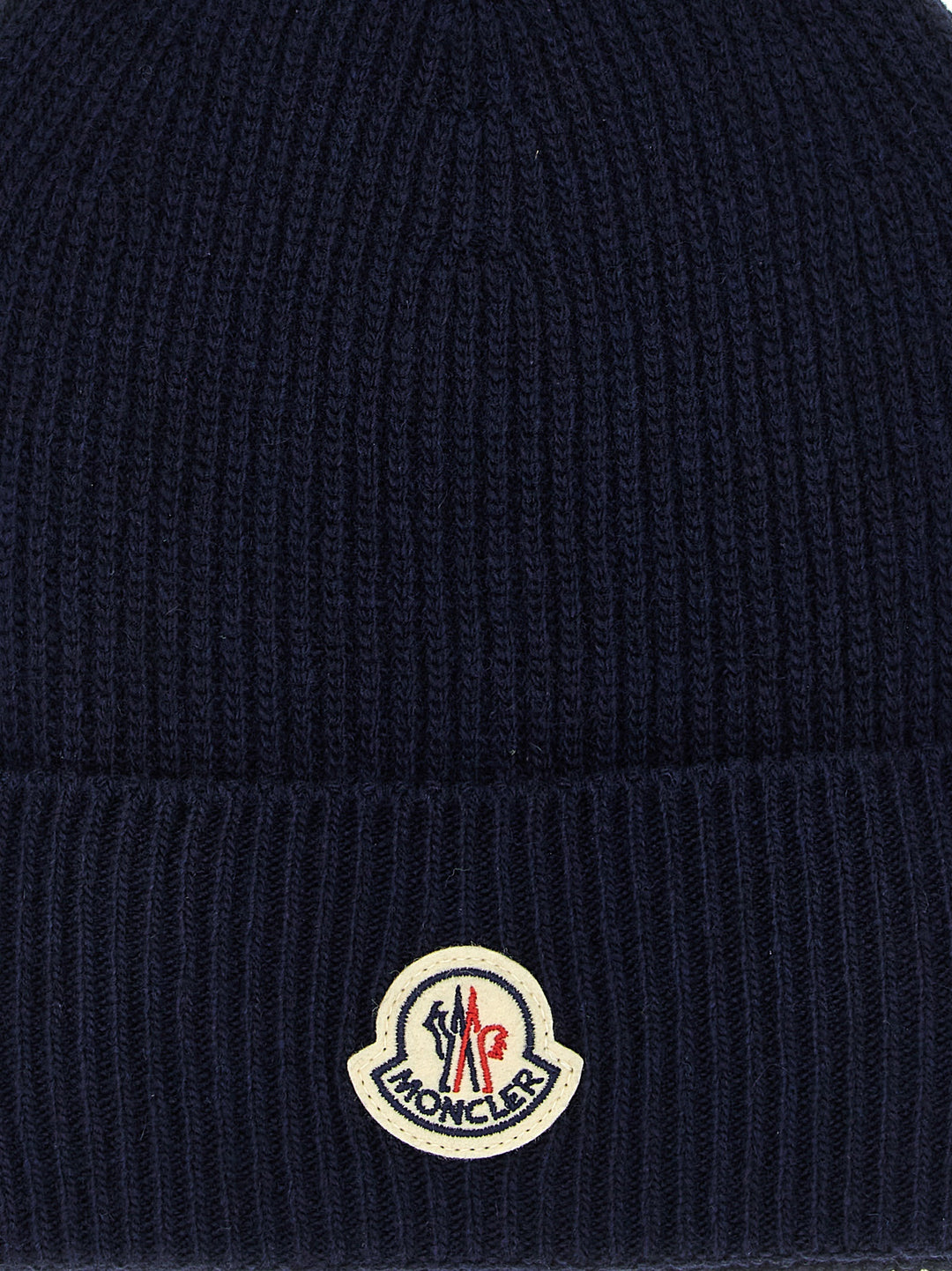 Moncler Wool And Cashmere Beanie Cappelli - Blu | 310d8832d121b40771237f17ac66cadaf33267d6