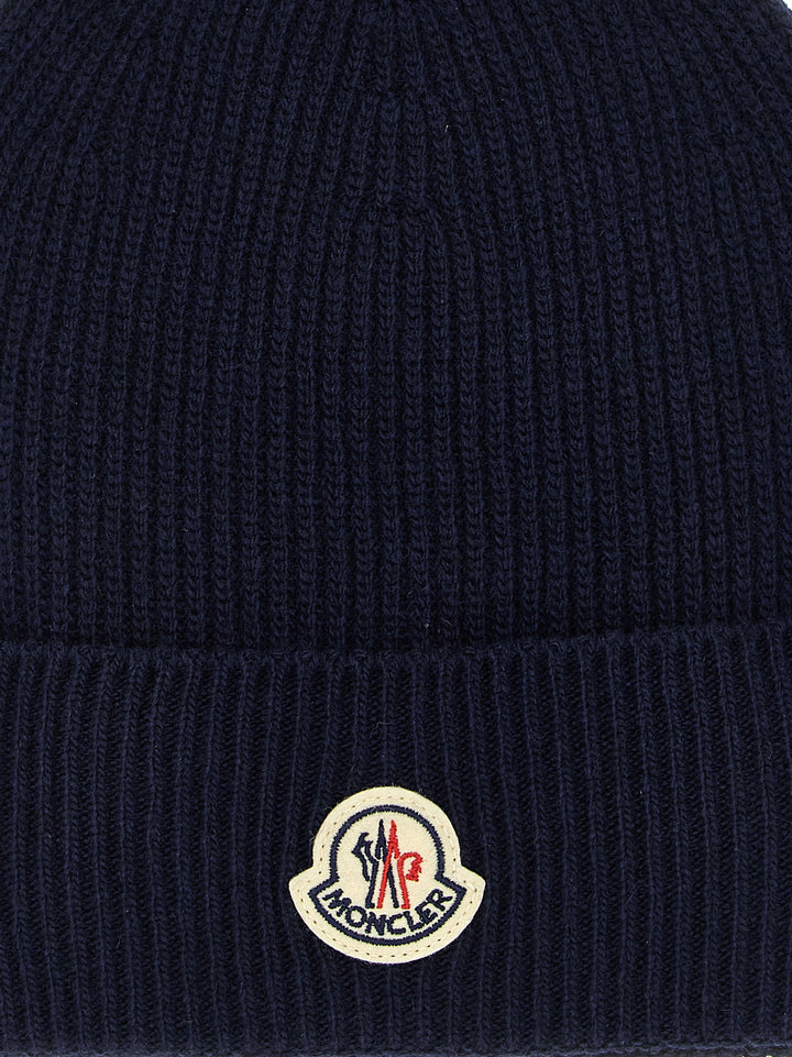 Moncler Wool And Cashmere Beanie Cappelli - Blu | 310d8832d121b40771237f17ac66cadaf33267d6