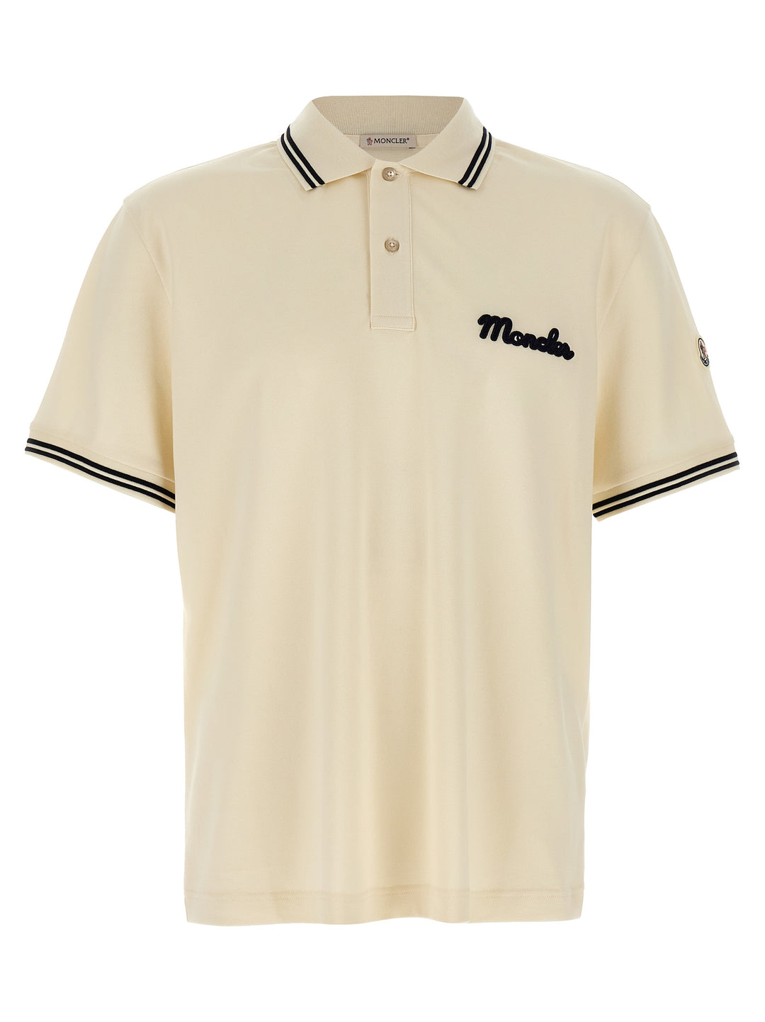 Moncler Logo Embroidery  Shirt Polo - Beige | 34408bbbe946ae8678d9dddf506ef84ae90e01d4