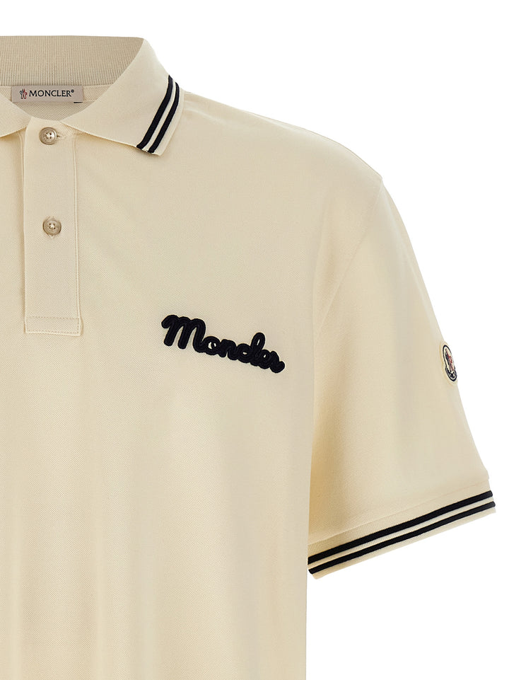 Moncler Logo Embroidery  Shirt Polo - Beige | e36572bfb492d7b7b4c27266b5a1769f0d993af0