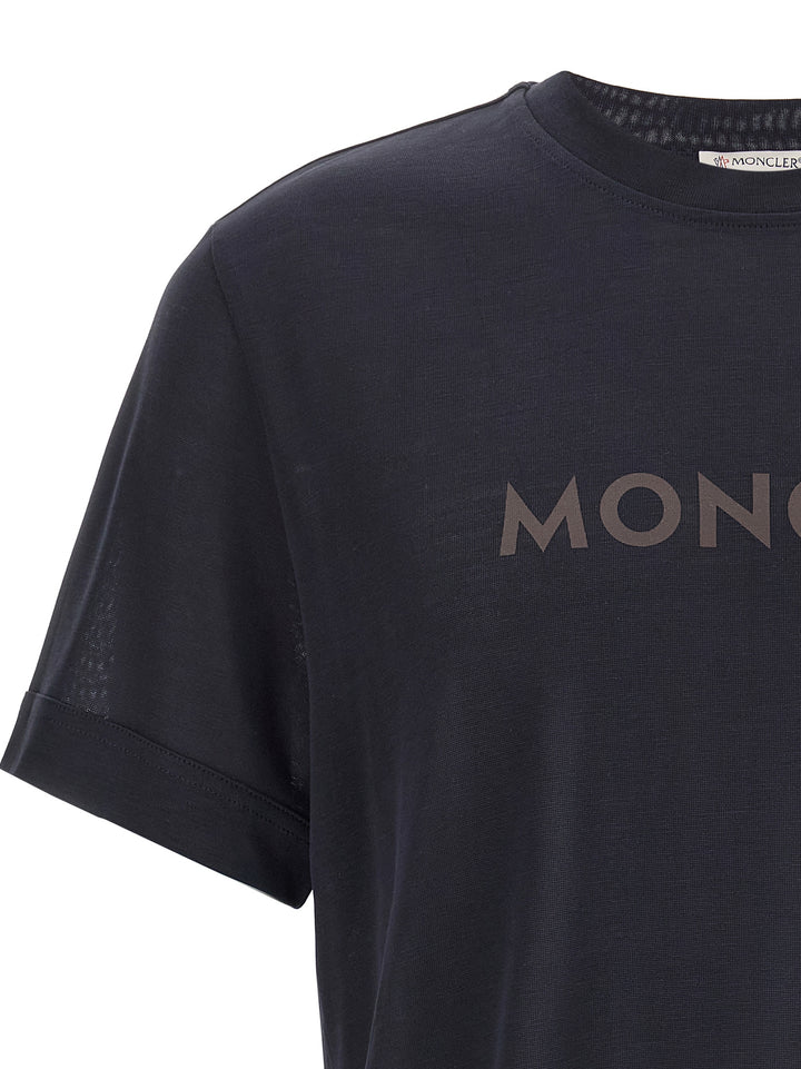 Moncler Printed T shirt - Blu | ef35e061b4a3bd48e222ec14b55eaa1fb51756d3