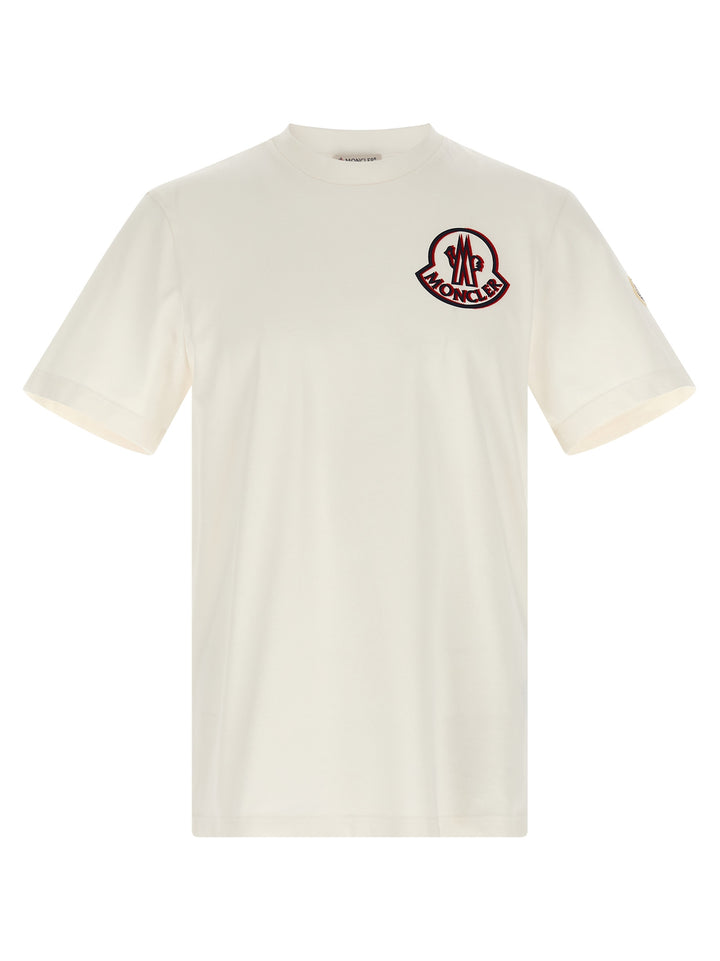 Moncler Flocked Logo T shirt - Bianco | f4f851155ff8f981375f7070504558240ad5395a