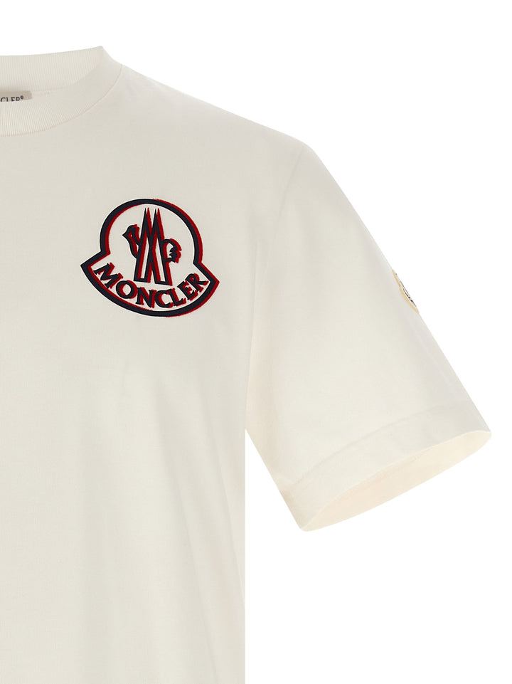 Moncler Flocked Logo T shirt - Bianco | 4705e9b413d8979493986745c03c7f4a64f5f7b4