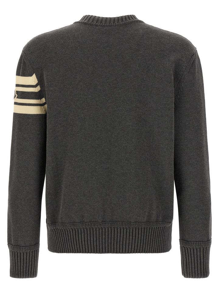 Moncler Bouclé Logo Sweater Maglioni - Grigio | aa282d1bfd1dc6e8fce742865b830f7e22683464