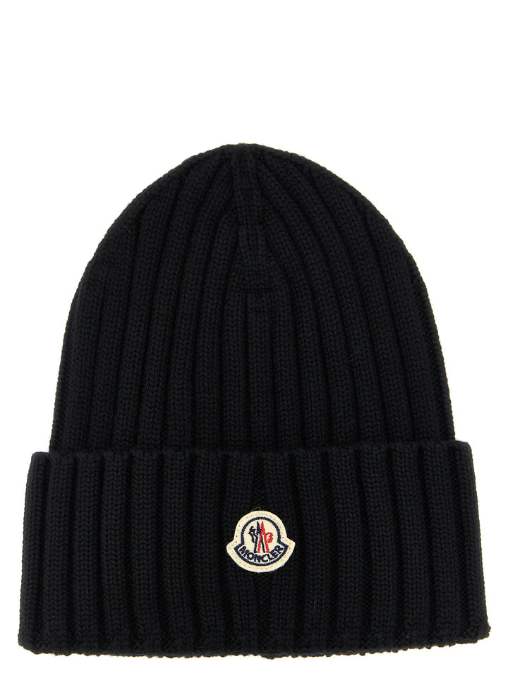 Moncler Ribbed Wool Beanie Cappelli - Nero | d2ef0de1b13abe0776b0b13a7ffa8bd3a68206d1