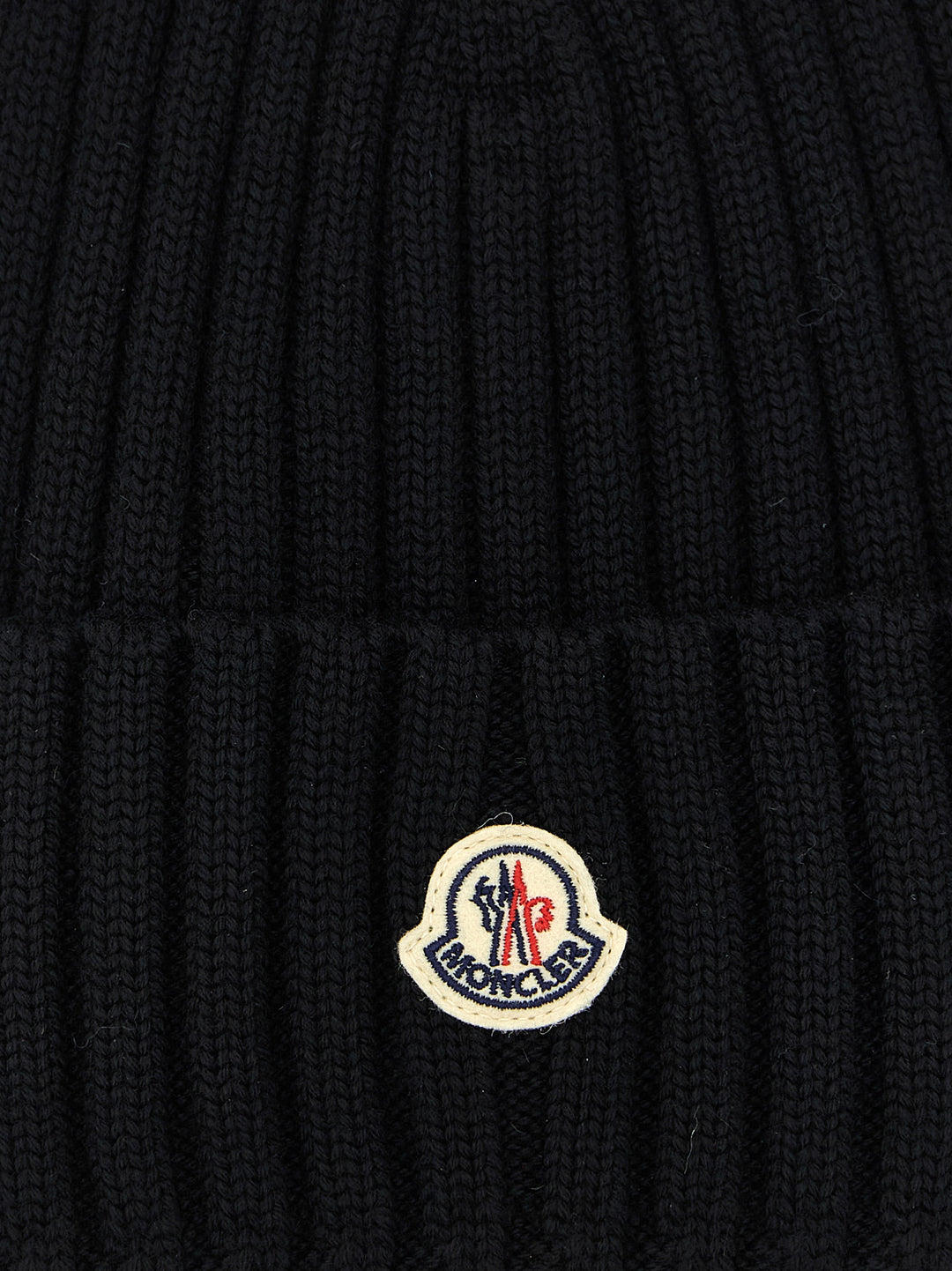 Moncler Ribbed Wool Beanie Cappelli - Nero | db293d872f6d9591dbda7eac5107b29402c54530