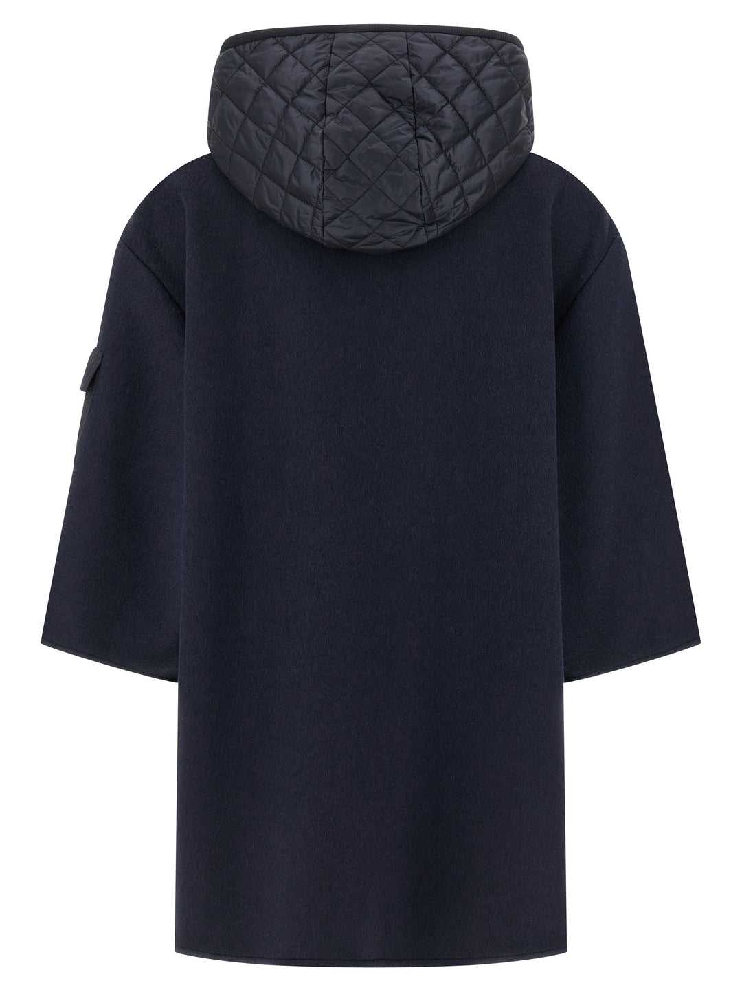 Moncler Two-Material Hood Mantelle - Blu | 93270f8989cb841a9024a111dd5af662708bc24b