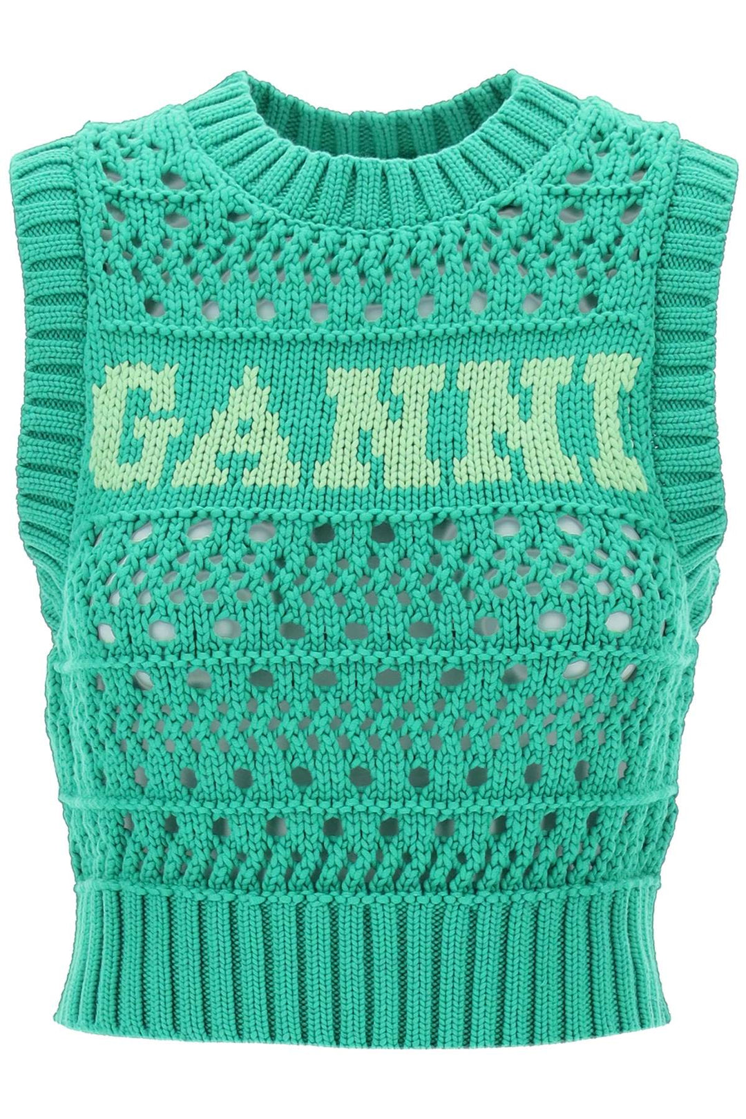 Gilet In Crochet Con Logo Jacquard