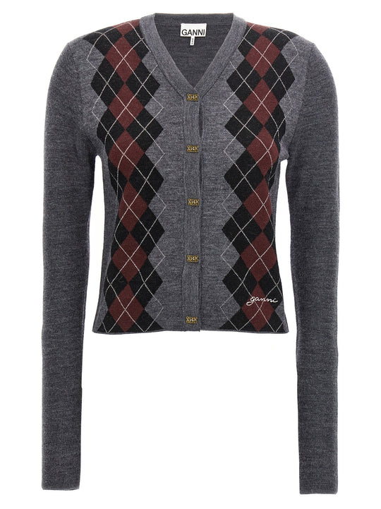 Argyle Cardigan Maglioni Grigio