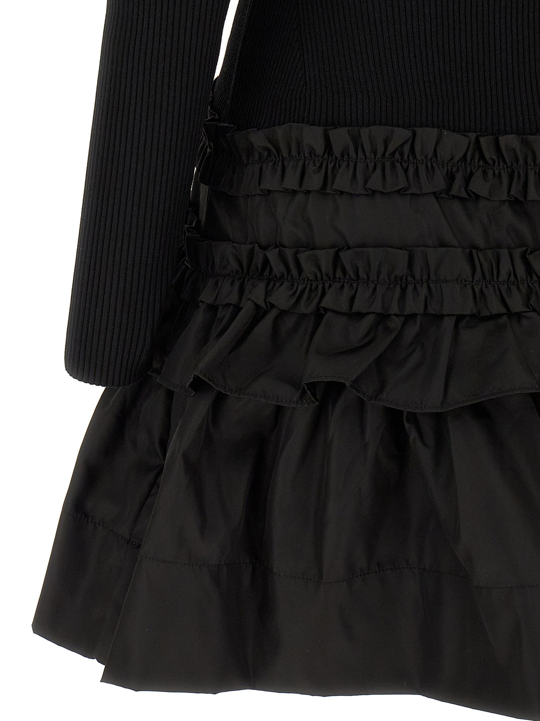 Ganni Melange Rib Knit Mini Abiti - Nero | 5538fe47526ff56fd1ae5552f259f68422442ec6