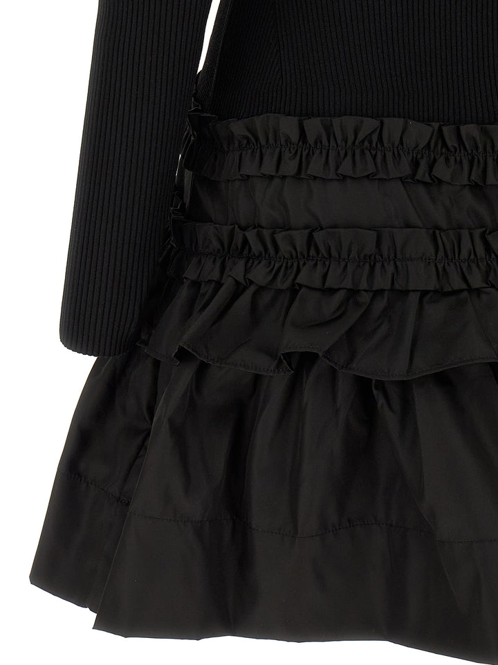 Ganni Melange Rib Knit Mini Abiti - Nero | 5538fe47526ff56fd1ae5552f259f68422442ec6