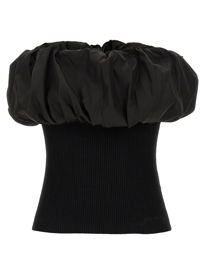Ganni Melange Knit Top - Nero | 22d0f9f36a63bf914b726dc0760098975400433a