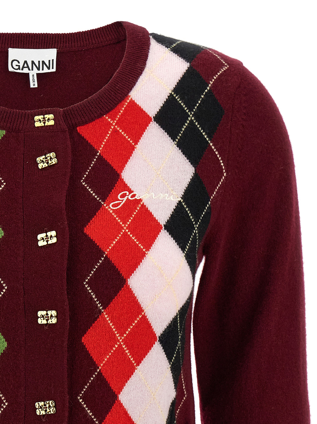 Ganni Burgundy Check Maglioni - Bordeaux | 99c2908bdbf34ba2ce3c7b06bc0c18cac3cab0e6