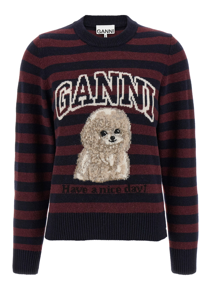 Ganni Graphic Wool Mix Poodle Stripe Maglioni - Multicolor | 9cee52d14cdc3b175975f82c650909c807e50832