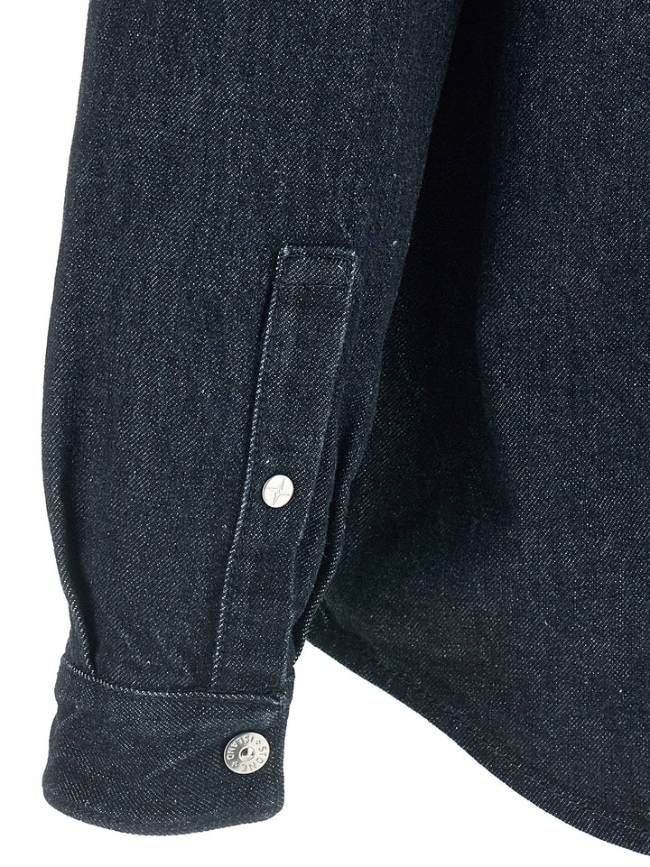 Stone Island Denim Shirt Camicie - Blu | b9908080650cec45ff2d6a5d88e8dea8af5db2c3