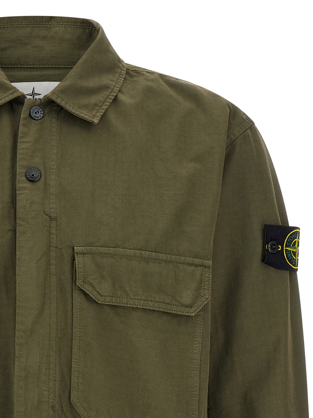 Stone Island Raw Cotton Overshirt Camicie - Verde | ab99f3c1ad64f6837979df73e007f96f49af33f0