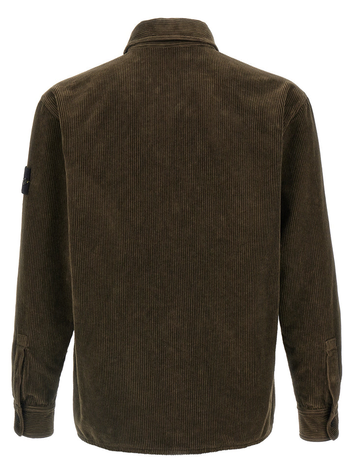 Stone Island Ribbed Velvet Overshirt Camicie - Verde | 916f87fa088f4dd6430002505046464316d9c6ca