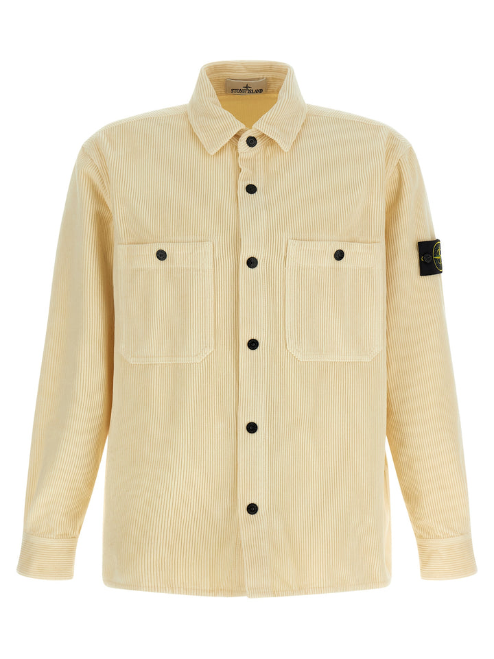 Stone Island Ribbed Velvet Overshirt Camicie - Beige | d26c12267d01da21795313ab98c95efee499b314