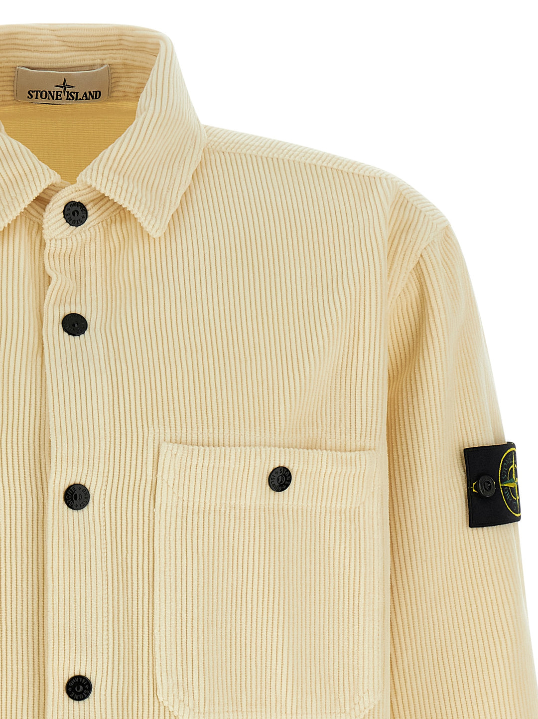 Stone Island Ribbed Velvet Overshirt Camicie - Beige | 6c67d16a7dcdd8fdfcf68e6db2259dd5651dd6a1