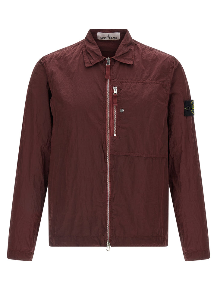 Stone Island Logo Badge Overshirt Camicie - Bordeaux | 50bc4f9352a57bfd5fd3e0ac5e5b2a4f31190a0e