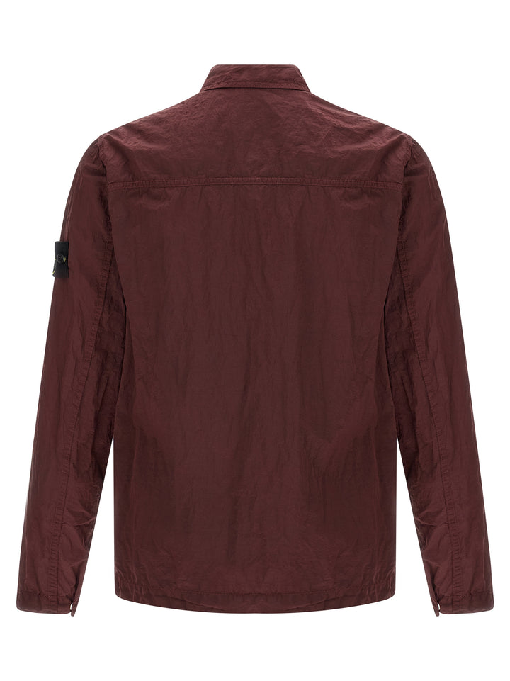 Stone Island Logo Badge Overshirt Camicie - Bordeaux | a57aca7eb976d674193336e16dd8f55b07d086a4