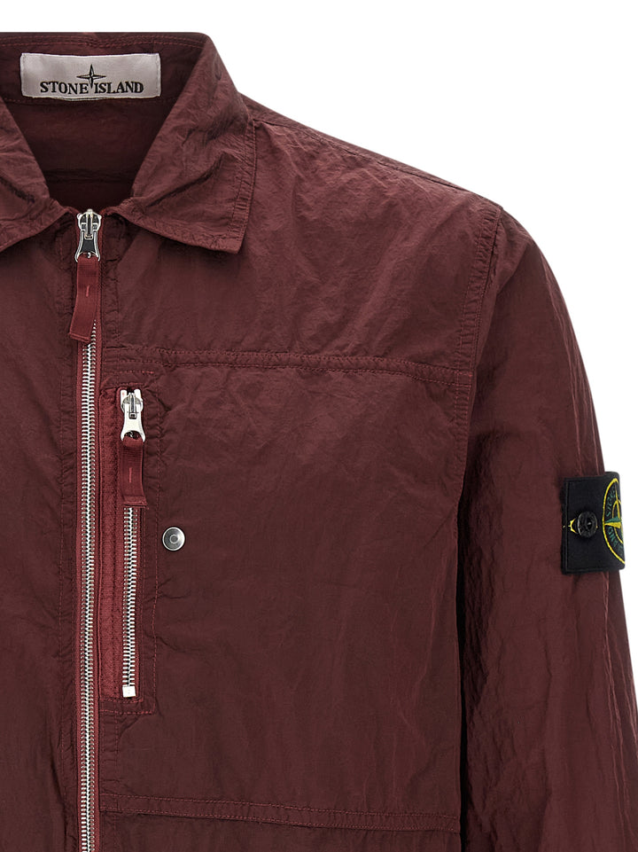 Stone Island Logo Badge Overshirt Camicie - Bordeaux | 0b50204cf8539f0e69de97275d170847ddc67a64