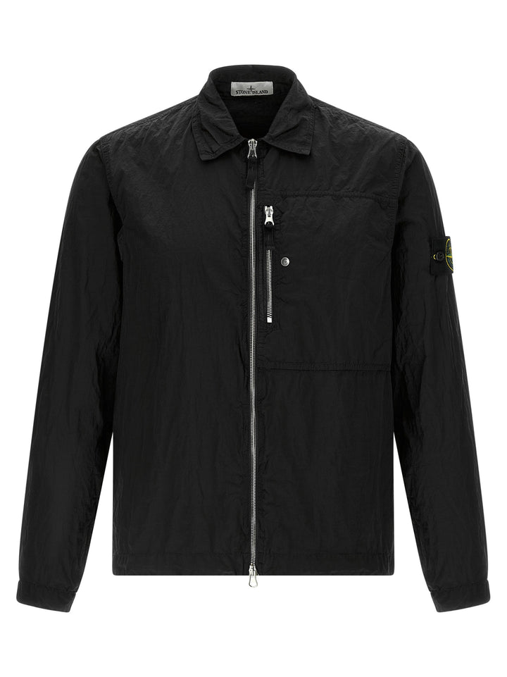 Stone Island Logo Badge Overshirt Camicie - Nero | 72dd1d00967b44b1b68daecf8d7e95d9c437fbd6