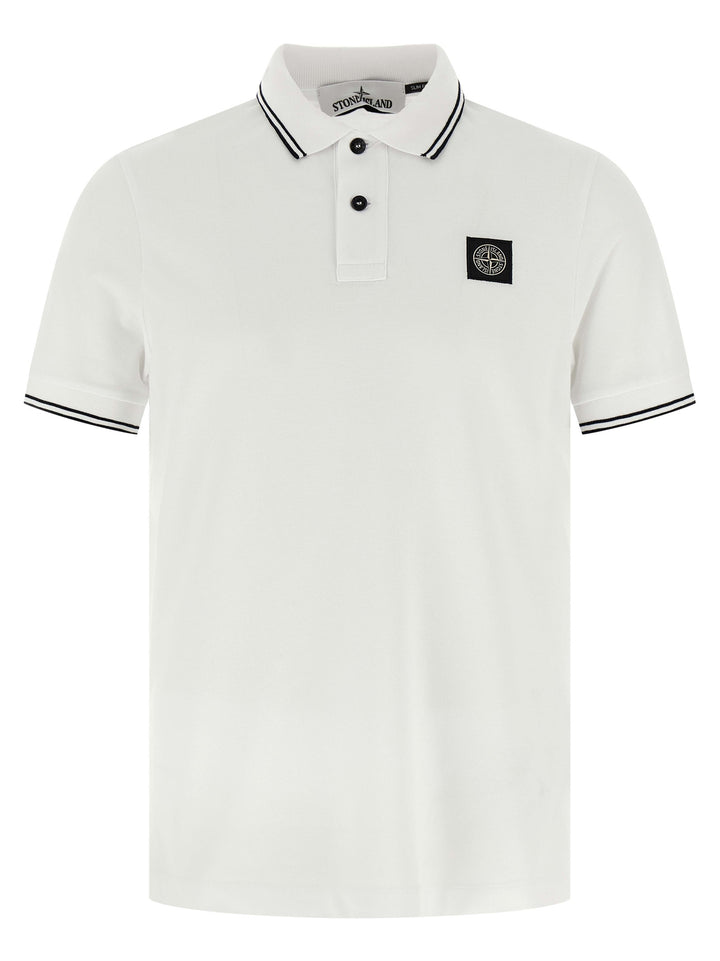 Stone Island Logo Patch Polo - Bianco | aa6c08baa9beea22c114e598bd4edce10f6051ff